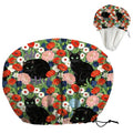 Black Cat Reusable Shower Cap Flower Double Layer Waterproof Shower Caps Large Elastic Hair Cover Adjustable Hair - Drying Caps for Woman Man Bath SPA Travel One Size Fits Most - color: Black Cat