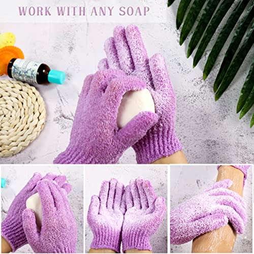 Bath Gloves,16 Pcs Exfoliating Bath Gloves,Body Scrub Gloves with Hanging Loop for Beauty Spa Massage Skin Shower Body Scrubber-8 Colors - style: With Hanging Loop