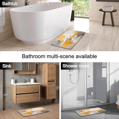 Lnond 4Pcs Bathroom Shower Curtain Sets with Rugs,Yellow Grey Ombre Bathroom Sets with Shower Curtain and Rugs and Accessories - color: Yellow Grey