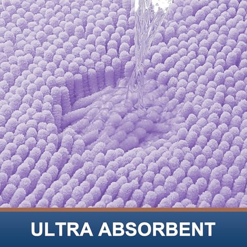 Smiry Luxury Chenille Toilet Rugs U-Shaped 20x20, Soft Absorbent Non-Slip Contour Bathroom Rugs for Toilet, Machine Washable Contoured Bath Mats, Purple - color: Purple, size: 20" X 20" Contour Rug