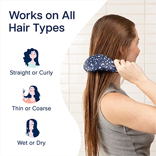 Crave Naturals Glide Thru Detangling Hair Brushes for Women - Detangler Brush for Curly or Straight, Wet or Dry Hair - Gentle on Tangles Comb - 7.5x3-Inch, Turquoise and Terrazzo (Pack of 2) - color: Navy Terrazzo & Turquoise, size: 2 Pack (Regular)