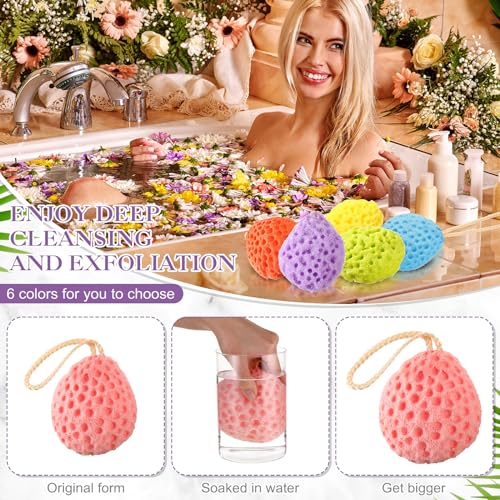 FoldTier 6 Pcs Bath Sponge Deep Cleansing Body Loofah Gentle and Deep Exfoliating Body Scrubber Bath Accessories Men Women Baby Sponge for Bathing Shower (Bright Color) - color: Bright Color