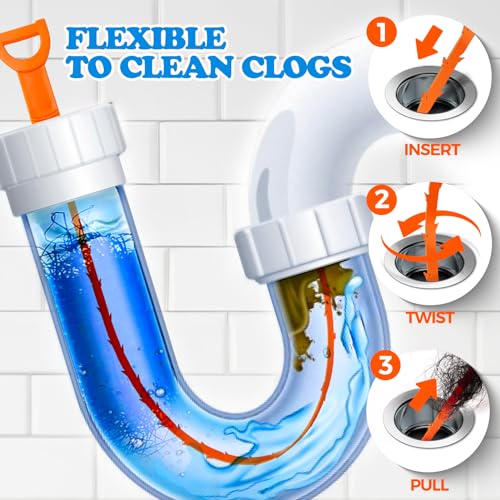 zaa 5 Pcs Bathtub & Shower Drain Hair Catcher, 2 Pack Silicone Collapsible Drain Protector and Drain Cover with 3 Snake Drain Clog Removers, for Pop-Up and Regular Drains of Tub, Shower, Bathroom - color: Gray Red