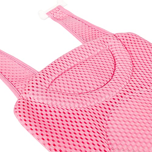 Baby Bath Seat Support Net Newborn Bath Cushion Pad Anti-Slip Infant Bathtub Sling Shower Mesh Mat Soft Bath Net Bath Pillow Adjustable Shower Pad for 0-18 Months - color: pink