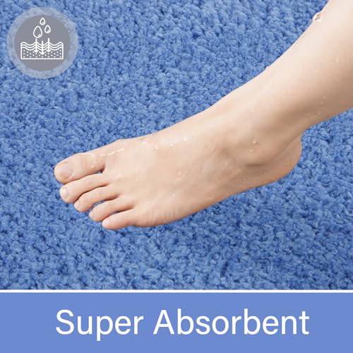 LOCHAS Bathroom Rug Runner 24x60 Inch, Soft Thick Absorbent Microfiber Bath Rugs for Bathroom, Machine Washable, Shaggy Plush Non Slip Bath Mat for Tub, Shower Floor, Quick Dry Mats, Blue - color: Blue, size: 60x24 inch (Rectangular)