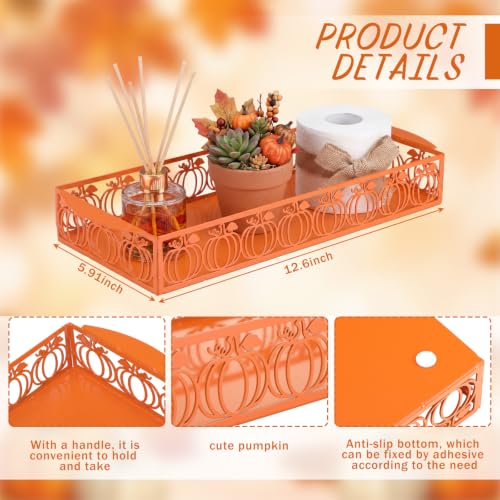 Autumn Pumpkin Toilet Paper Basket Cute Metal Toilet Tank Paper Holder with Handle Orange Pumpkin Bathroom Storage Organizer Accessories Fall Decor for Bathroom Restroom - style: Autumn Pumpkin