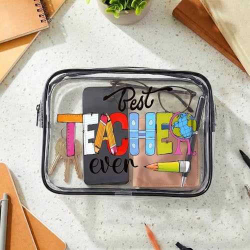 Teach Bag Clear Zipper Pouch, Teacher Survival Kit Bag, Clear Makeup Cosmetic Bag, PVC Waterproof Travel Toiletry Bag Graduation Thanks Gift (B) - style: B