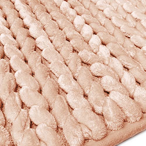 MICRODRY SoftLux Braided Bath Mats for Bathroom, Super Absorbent Bath Mat, Charcoal Infused Memory Foam Bathroom Rugs with GripTex Skid-Resistant Base, Pilling Resistant, 17x24, Small, Rose