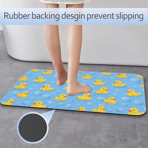 Yellow Rubber Ducks Bathroom Rug 29.5"x17",Quick-Drying Super Absorbent Diatomite Bath Mat with Non-Slip Backing,Thin Washable Bathroom Floor Mat Fits Under Door for Shower,Sink,or Tub - color: Yellow Rubber Ducks