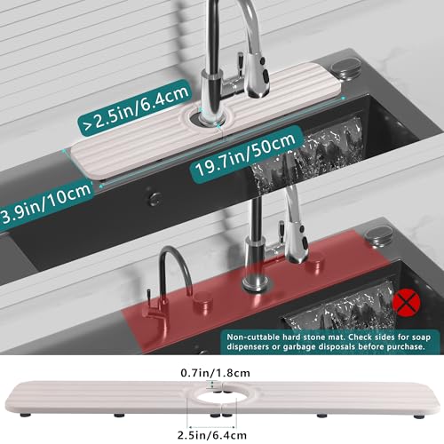 Water Absorbing Stone Kitchen Sink Mat, Faucet Splash Guard for Bathroom Counter - color: 19.7" x 3.9" White C