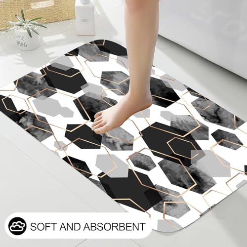 4Pcs Black White Geometric Shower Curtain Set, Neutral Modern Art Deco Shower Curtain with Hooks, Elegant Trendy Simple Bathroom Sets with Shower Curtain and Rugs, 71 * 71in - color: Black