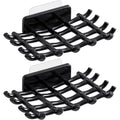 Shower Soap Holder for Wall, Adhesive Bar Soap Dish with Self Draining Grid, Side Hooks and No Drilling Mount, Black, 2 Pack - color: Black