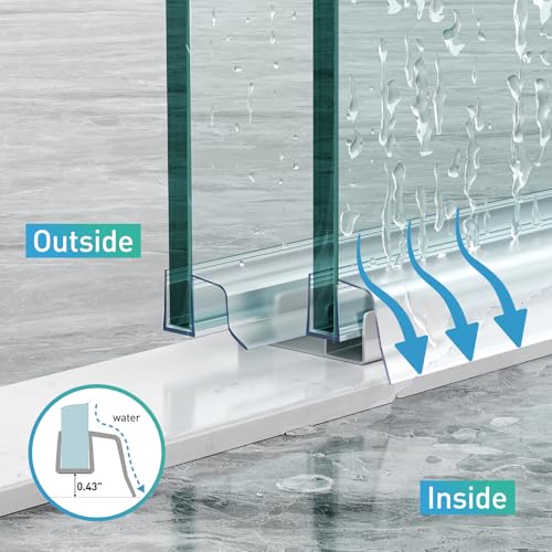 Sliding Shower Door Bottom Seal, 2 PCS 3/8" x 36" Sliding Shower Door Sweep for 3/8Inch Glass, Frameless Glass Door Seal Strip Stop Shower Leaks and Create a Water Barrier - size: For 3/8" Glass