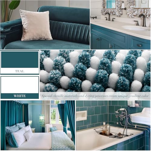 BSICPRO Bathroom Rugs Sets, 2 Piece Thick Absorbent Chenille, Non Slip, Soft Shaggy Bath Room Floor Mats, Machine Washable (20" x 47" Plus 16" x 24", Teal) - color: Teal, size: 20" x 47" Plus 16" x 24"
