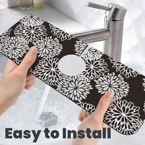 Floral 15" X 5.5" Kitchen Sink Splash Guard Faucet Faucet Guard Draining Mat Sink Splash Guard Faucet Kitchen Bathroom - color: Floral