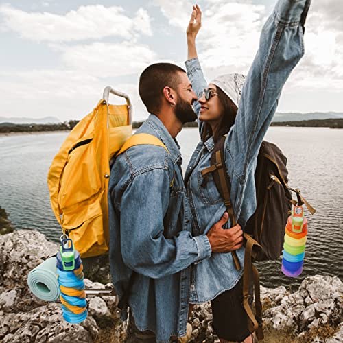 5 Pcs Collapsible Water Bottles 16 oz Portable Foldable Water Bottles Silicone Leak Proof Travel Water Bottle Reusable Sports Water Bottle with Metal Clip for Camping Hiking Travel(Mixed Color ) - color: Mixed Color
