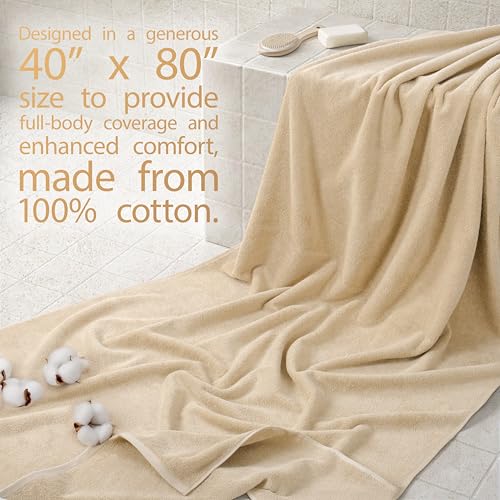 Cotton Paradise 100% Cotton Turkish Towel, Soft Absorbent Quick Dry, 40x80 Oversized Bath Sheet Towel, Beige - color: Beige, size: 1 PC 40x80"