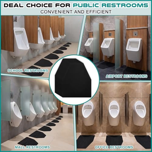 50 Pack Disposable Urinal Floor Mats Nonwoven Restroom Splash Pads with 300 Adhesive Dots 17.5" x 21" Mats Commercial Mens Bathroom Tile Protection Office Bar School Gym Facility Use(Black) - color: Black