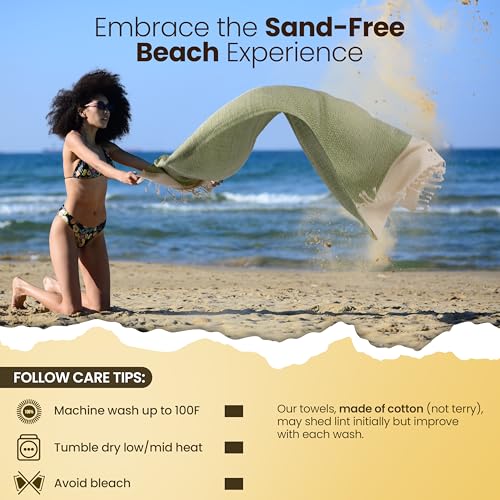 Gold CASE Turkish Beach Towel Set of 4 – 100% Cotton Large Turkish Bath Towels 67 x 38'' – Aphrodite Extra Large, Quick Dry & Sand Free Towels – Peshtemal for Pool – Grey - color: Grey, style: Aphrodite Beach Bath Towel