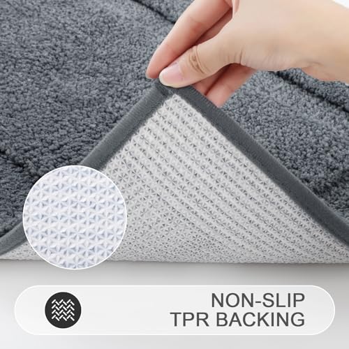 SHACOS Bathroom Rugs Sets 3 Piece with Toilet Lid Cover | 16"x24"Bath Mat and 20"x24" U-Shape Contoured Toilet Mat Machine Washable Shaggy Absorbent Bath Rugs(Dark Grey) - color: Dark Grey, size: 16"x24"+U-Shape 20"x24"+Lid Cover 19"x21"