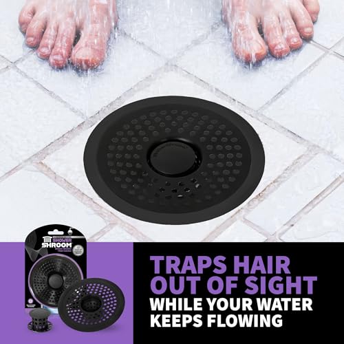 ShowerShroom Ultra Matte Black Hair Catcher, Stainless Steel Drain Protector, Fits All Shower Drains - color: Matte Black