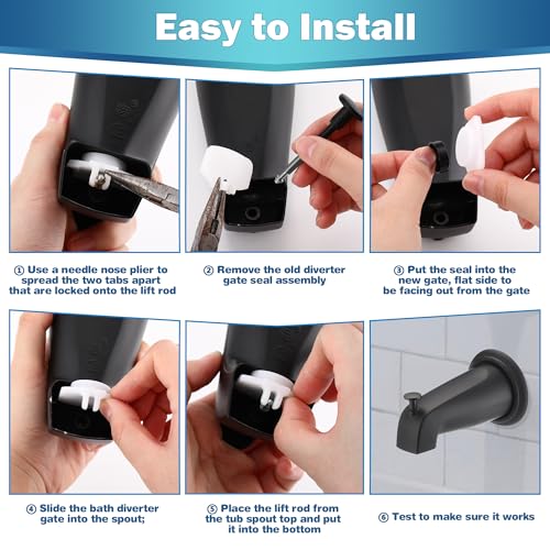 Enhon 2 Set Tub Spout Diverter Repair Kit, Includes 2 x Diverter Valve Stems, 2 x Cup Seals and 2 x Gates, Bathroom Shower Bathtub Leaky Faucet Repair Replacement Parts(Matte Black,Classic) - color: Matte Black