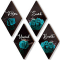 ONIZHITY Set of 4 Rose Wooden Wall Decor - Turquoise & Teal Bathroom & Office Signs (12 x 7) - Breathe, Soak, Unwind, Relax - color: Teal Rose
