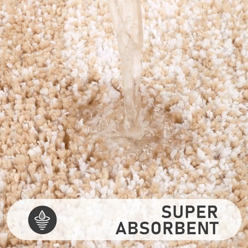 Bsmathom Bathroom Rugs Sets 4 Piece, Soft Absorbent Microfiber Bath Rugs with U-Shaped Contour Toilet Rug and Toilet Lid Cover, Thick Non-Slip Plush Shaggy Bath Mat Set,Beige - color: Beige, size: 18"x26"+18"x48"+U20"x24"+Cover19"x21"