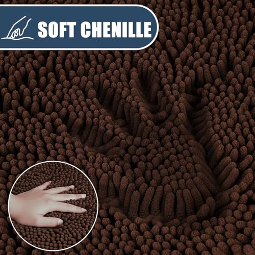 Bathroom Rugs Sets 3 Piece with Adjustable Toilet Seat Cover 19.5"x 18.5" Machine Washable Bath Rug Set with TPR Non Slip Rubber Backing Solid Bath Mat Set for Luxury Bathroom Decoration - color: Brown