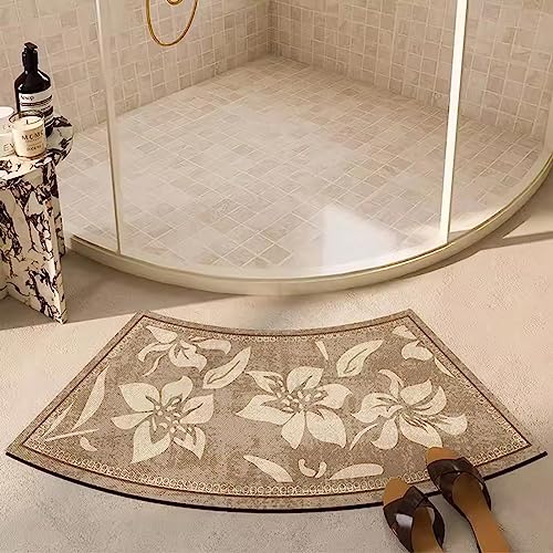 Fast Drying Curved Bath Mat Shower Mats for Round Bathroom and Shower, Strong Absorbent Corner Bath Mat, Rubber Non-Slip Bottom, Easy to Clean, 45x100cm(18x40inch),E - color: E