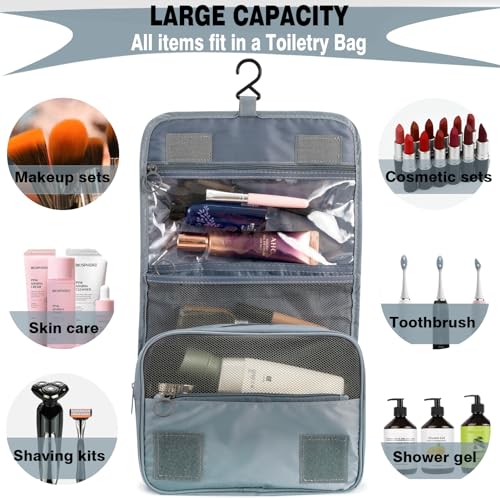 L&FY Hanging Travel Toiletry Bag Women's Cosmetic Organizer Makeup Pouch Men's Dopp Kits With Handle (Grey For Man) - color: Grey For Men, size: Compact Size
