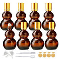 Essential Oil Roller Bottles, 30ML Amber Gourd Shaped Glass Roller Bottles with Stainless Steel Roller Ball, for Travel,Perfume (Amber-Gold Cap, 30ML) - color: Amber-Gold Cap, size: 30ML