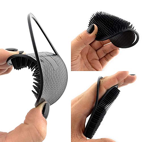 G.B.S Head Shampoo Scalp Massager Brush and Soft Palm Pocket Comb for All Hair Types, Pack of 6 (2 Black and 4 Gray)