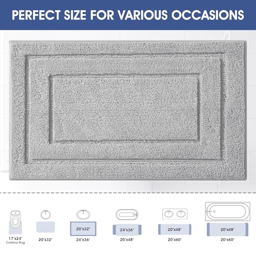 IM HOME Bathroom Rugs, Ultra Soft Plush Fluffy Microfiber Absorbent Bath Mat, Non-Slip Backing, Machine Washable Bath Mats for Bathroom Floor, Tub and Shower, Grey/24"x17"/Bordered - color: B-grey, size: 1'5" x 2' (Rectangular)