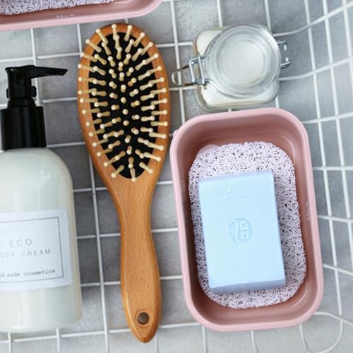 Large Travel Soap Case Leak Proof, Silicone Shampoo Bar Holder, Soap Container with Draining Layer, Slip-Resistant Portable Bar Soap Holder for Shower, Bathroom, Gym, Camping(Pink) | Soap Container with Draining Layer, Slip-Resistant Portable Bar Soap Hol