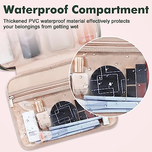 Wedama Toiletry Bag for Women, Large Cosmetic Travel Bag, Hanging Toiletry Bag for Bathroom, Thickened PVC Waterproof Travel Makeup Bag, Toiletries Bag for Travel Business Trips and Camping - color: Dark Green, size: Large, style: Minimalist