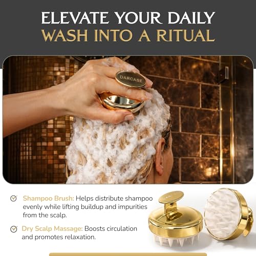 DARCASE Silicone Scalp Massager Shampoo Brush, Silicone Scalp Scrub Brush | Premium Scalp Scrubber with Soft Bristles for Gentle Exfoliation, Silicone Shampoo Brush for Deep Clean & Relaxing Massage