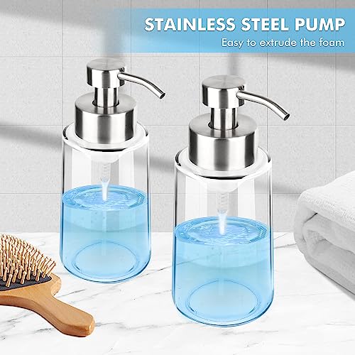 Thick Glass Soap Dispenser with Rust Proof Stainless Steel Pump, Clear Foam Soap Dispenser with Wide Opening for Kitchen and Bathroom（15 Oz） - color: 1 Pcs