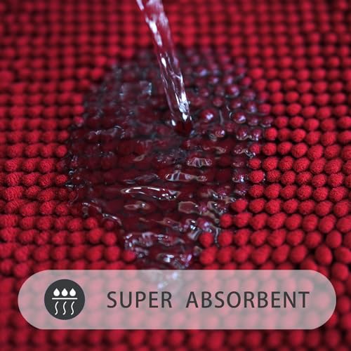 U-Shaped Toilet Rug, Chenille Contour Bathroom Mat, Non-Slip PVC Backing, Machine Washable, 24x20, Burgundy - color: Burgundy, size: 1'8" x 2' (20"x 24"U)