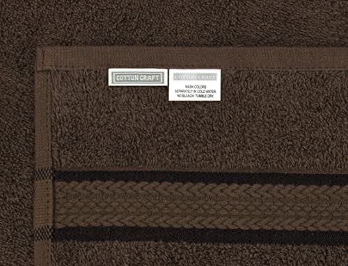 COTTON CRAFT Ultra Soft Hand Towels - 6 Pack - 16x28-100% Cotton Face Towels - Absorbent Quick Dry Everyday Luxury Hotel Bathroom Kitchen Spa Gym Shower Pool Camp Picnic - 580 GSM - Chocolate Brown - color: Chocolate, size: 6 Pack Hand Towels