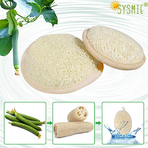3 Packs Exfoliating Loofah Sponge Pads,Large 5”x 7”-100% Natural Luffa and Terry Cloth Materials,Premium Loofa Sponge Scrubber Body Glove Close Skin for Men and Women,Perfect for Bath Spa and Shower