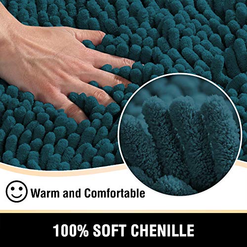 H.VERSAILTEX Bath Mats - Non Slip Luxury Chenille Bathroom Rugs, Extra Soft Absorbent Shaggy, Washable Fast Dry 2 Piece (Dark Teal, 20" x 32"/17" x 24") - color: Dark Teal, size: 20" x 32" Plus 17" x 24"