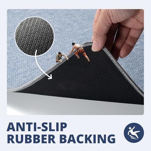 HOMTEB Bathroom Rugs Sets 2 Piece, Thin Bath Mat Absorbent Quick Dry, Machine Washable, Rubber Backing for Non Slip, Low Pile Cozy Cloth Bathroom Rug Set for Tub/Sink/Shower (27"x17" & 30"x20", Blue) - color: Blue, size: 27"x17"+30"x20"-2pack