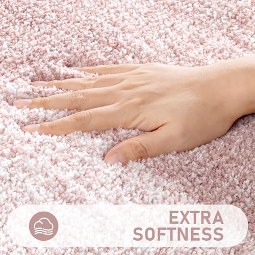 Bsmathom Bathroom Rug Set Bath Rugs Microfiber Non Slip Bathroom Set 4 Piece with Toilet Cover, Washable Absorbent Bath Mat, Pink - color: Pink, size: 18"x26"+18"x48"+U20"x24"+Cover19"x21"