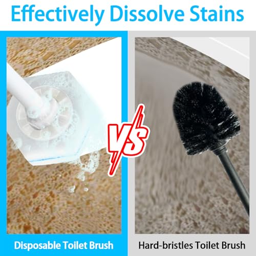 50 Pcs Toilet Wand Refills, Toilet Bowl Cleaners Replacement Heads, Disposable Sponge Scrubber for Household Cleaning Bathroom Cleaners Compatible Heads, Washroom Mats Brush Cleaning System