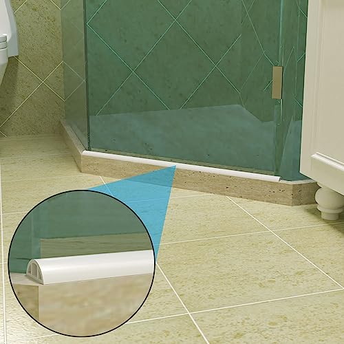 78 Inch Shower Threshold Water Dam Collapsible Arch Shaped 0.47" Tall White Shower Stopper Barrier and Stop Water Keep Dry and Wet Separation Suitable for Bathroom and Kitchen - color: Arch - 0.47" H - White