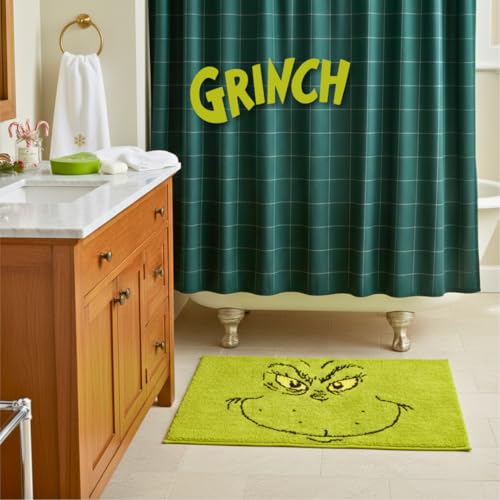 Collectibles Grinch by Dr. Seuss Holiday & Christmas Non Slip Plush Poly Knit Bathroom Mat Rug, 21x34, (Officially Licensed Product) by Franco - color: Grinch