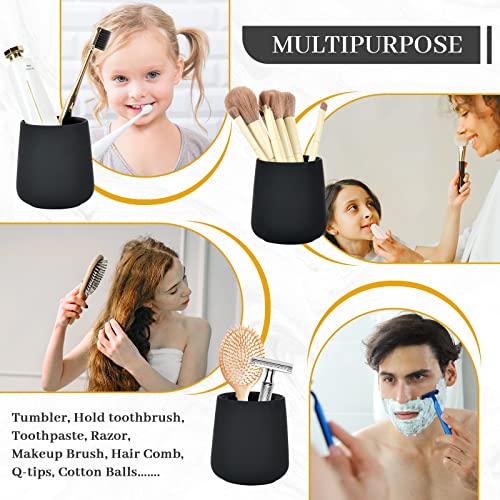 BosilunLife Ceramic Bathroom Accessories Set 3 Pcs, Liquid Soap Dispenser and Toothbrush Holder with Tray, Modern Farmhouse Vanity Decor, Black Housewarming Gift (Black-Liquid) - color: Black, style: liquid