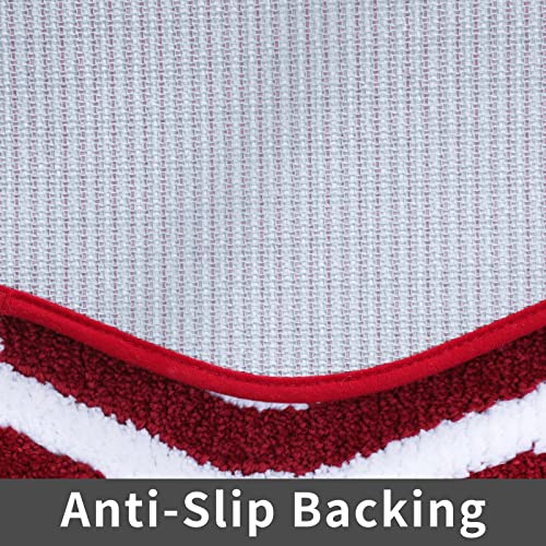 COSY HOMEER Extra Thick Bath Linen Sets Rugs - Anti-Slip Bath Mats Soft Plush 100% Strong Polyester Living Room Bathroom Water Absorbent(Red,20x32 - Inches) - color: White/Red, size: 1'8" x 2'8" (Oval)