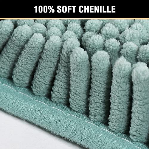 H.VERSAILTEX Original Shaggy Chenille 2 Piece Bath Rug Set, 20x20 Square U-Shape Contoured Toilet Mat & 32x20 Carpet Rug, Machine Wash/Dry Mats, Soft, Plush Rugs for Tub Shower (Eggshell Blue) - color: Duckshell, size: 20" x 32" Plus 20" x 20"